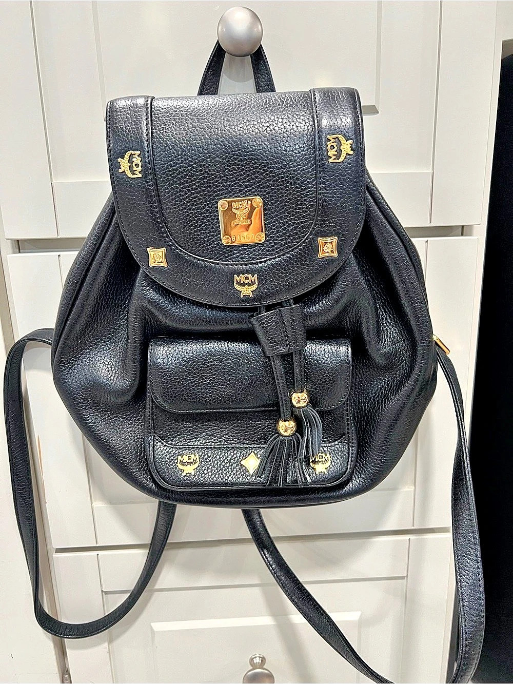 MCM Vintage Black Leather Backpack